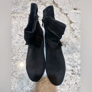 Torrid Sleek Black Velvet Ankle Booties with Slouchy Design Size 8.5